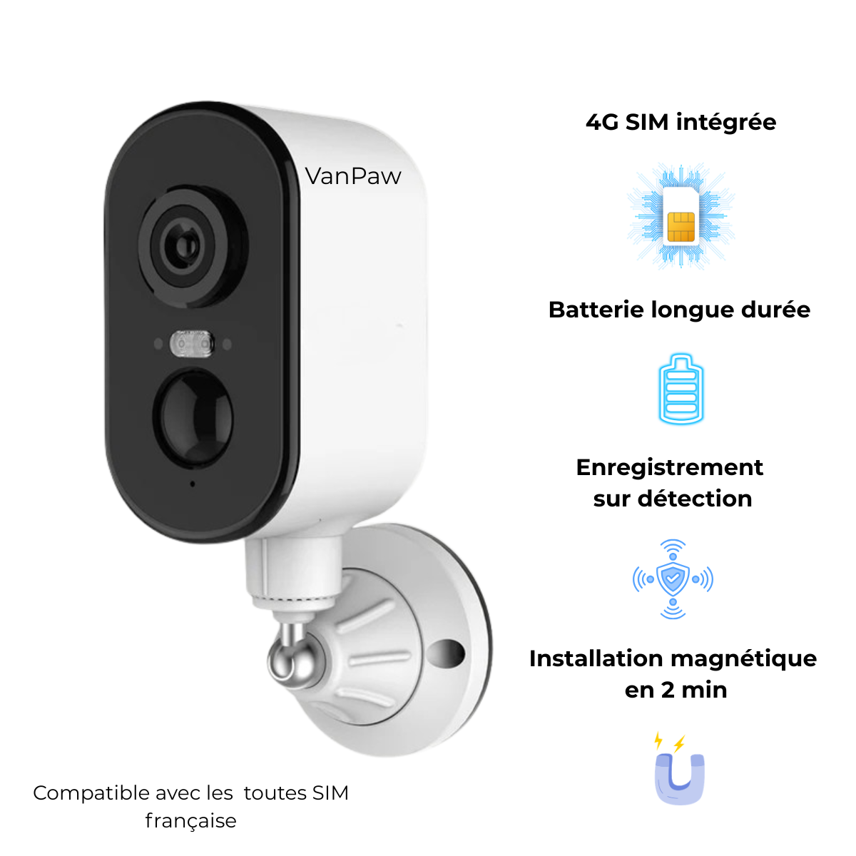 VanPaw — Caméra 4G + Carte SD 32GB + SIM offerte